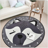 Tapis rond motif d'animaux raton laveur