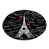 tapis rond noir etvec des ecrit blanc