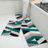 Vert triangulaire est la couleur de ce tapis de cuisine pour evier