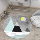 Tapis rond montagne avec lune