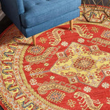 Tapis rond rouge tissé de coton