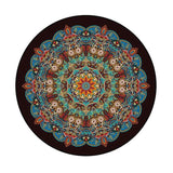 couleur rouge bleu et noir csur ce tapis rond