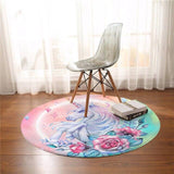 Tapis de chambre fille licorne avec des rose