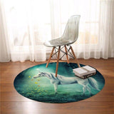 licorne sur tapis rond vert