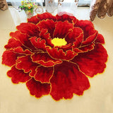 Tapis rond fleur rouge