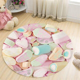 tapis rond représentant des bonbons