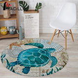 Tortue en dessin sur ce tapis rond