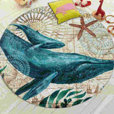 Dessin d'une baleine sur ce tapis rond