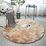 tapis rond shaggy kaki
