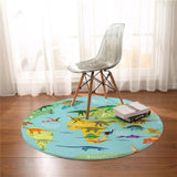 Tapis rond mappemeonde avec dinausor