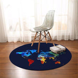 Tapis rond mappemeonde sur fond noir