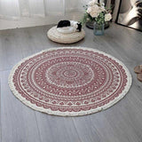 Tapis rouge de coton imitation lin