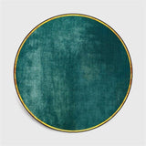 Tapis rond vert clair avec cercle jaune
