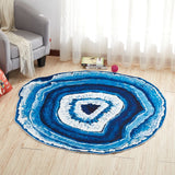 Tapis rond coeur de bois turquoise