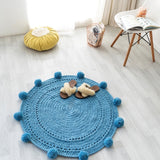 couleur bleu pour ce tapis rond