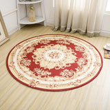 tapis rouge et blanc de salon rond