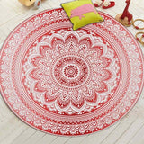 Tapis rond ethnique rouge