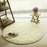 Tapis rond fausses fourrure blan