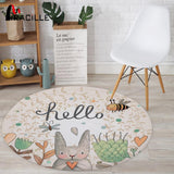 Mise en situation du beau tapis rond lapin