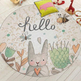 Tapis rond avec mignon petit lapin