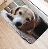 Motif chien oreilles tombante sur tapis d'entrée