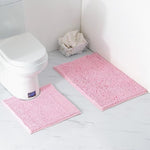 Tapis de salle de bain et de toilette rose en micro fibre