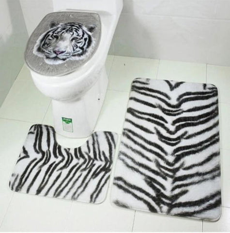 Tigre blanc Tapis de wc toilette ensemble