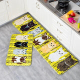 Chat sur un fond jaune tapis de cuisine