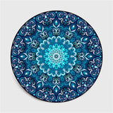 Tapis rond forme mandala bleu turquoise