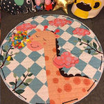 une girafe et imprimé sur ce tapis rond pour enfant