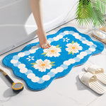 tapis de bain à prédominance bleu c’est un dessin sur ce tapis pour la chambre d'une fille