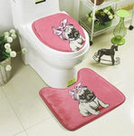Tapis de toilette petit chien sur fond rose