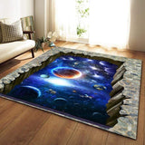 Image de l'univers en 3D sur ce tapis de salon