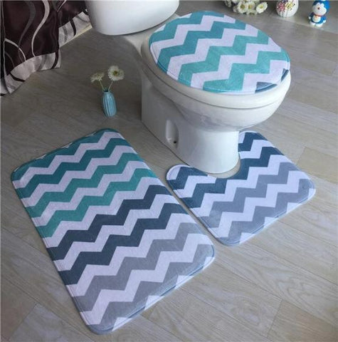 Tapis de toilette design vague coloré
