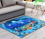 Tapis de salon nature où on voit différentes faune Marine et un dauphin