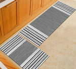 belles rayures gris pour ce tapis de cuisine original