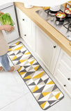  tapis de cuisine mise en situation avec des formes 2 triangles de différentes couleurs