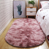 Tapis long et ovale couleur rose pour chambre de fille pour mettre sur la descente de lit