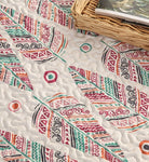 Photos prises de très proche du tapis et des motifs plumes qu'il y a sur ce tapis