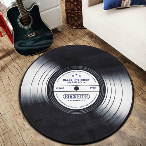 Tapis rond en forme de disque de vinyle