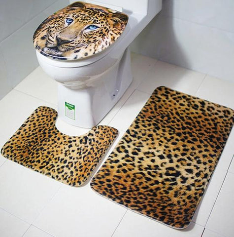 Ensemble de tapis de salle de bain léopard